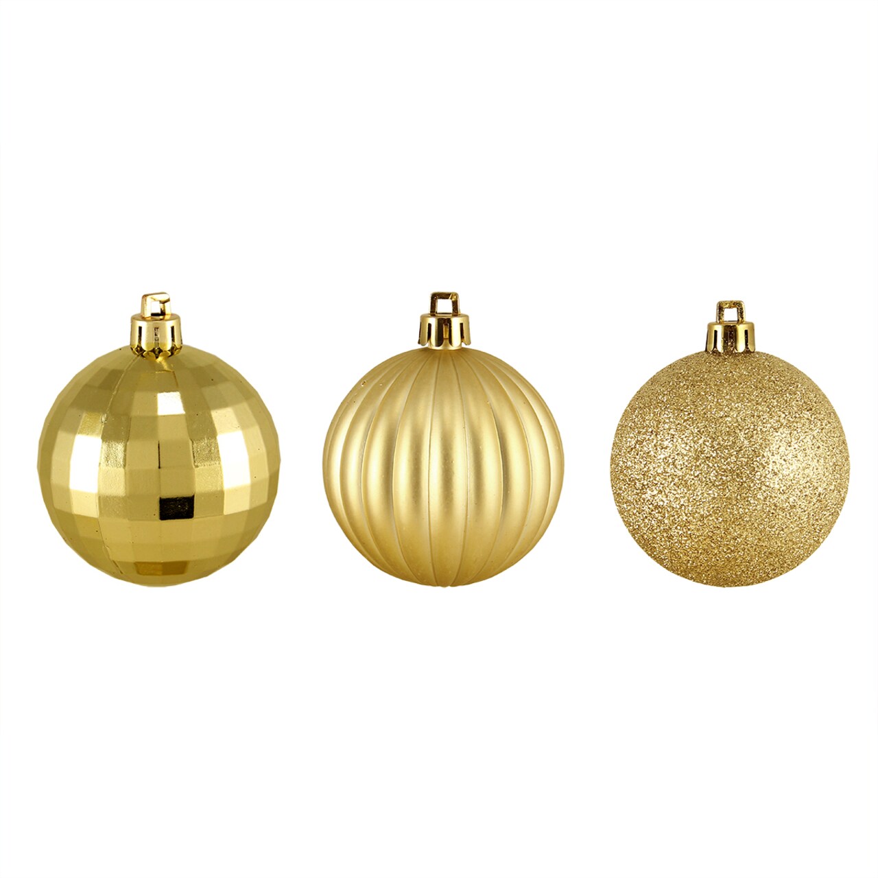 Northlight Shatterproof 3-Finish Christmas Ball Ornaments - 2.5" (60mm) - Vegas Gold - 100ct